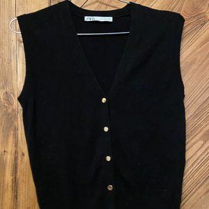 zara black knit vest, size S